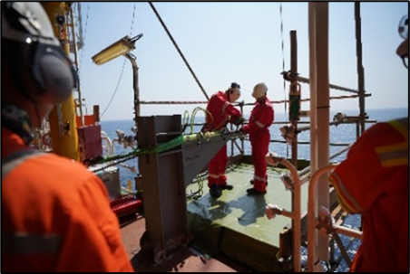 TDW Technicians Anchoring Pulling Wire for Pig Retrieval