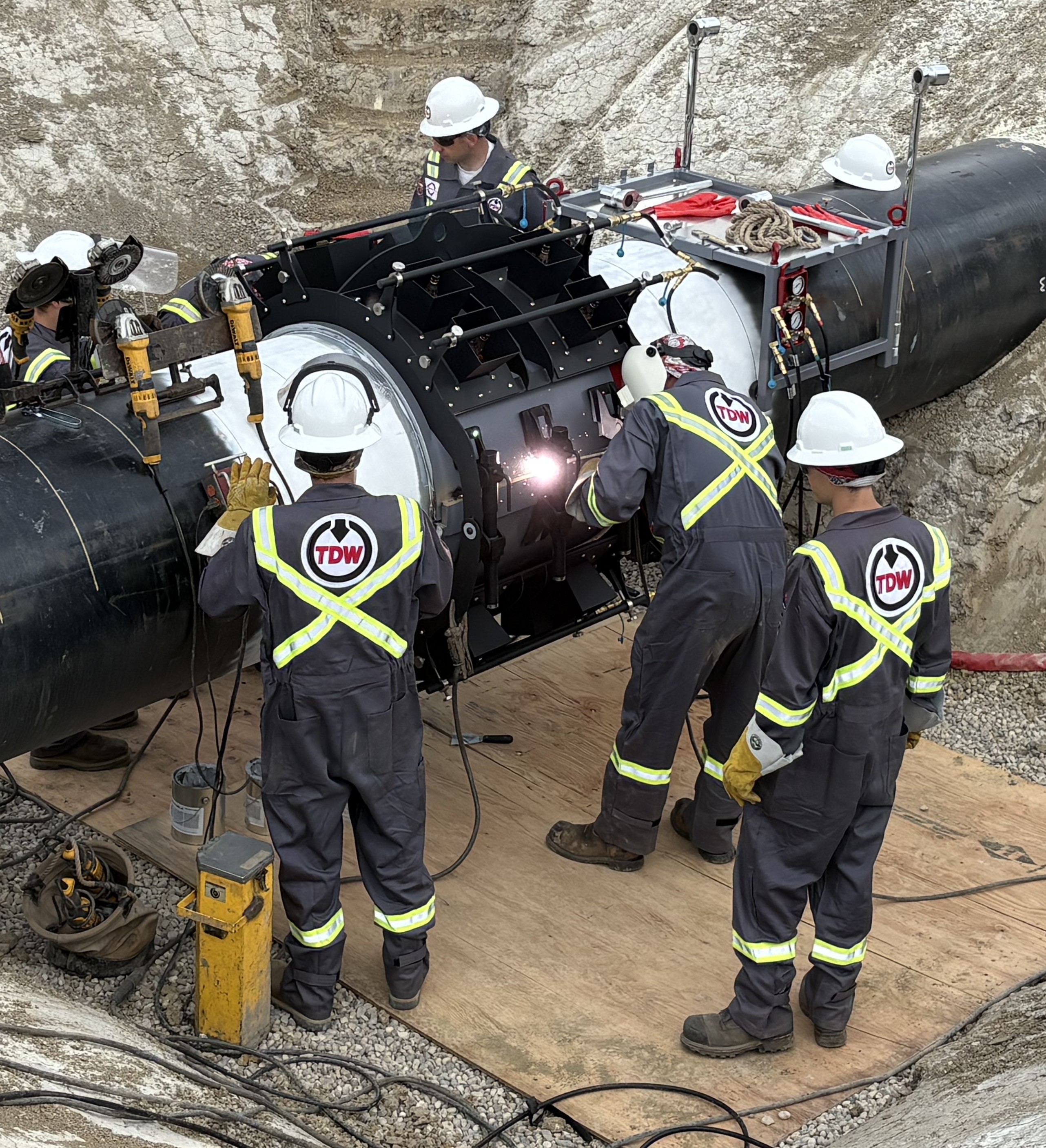 Men working on a pipe